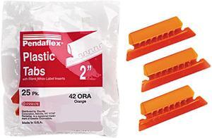 Pendaflex 42-ORA Hanging File Folder Tabs, 1/5 Tab, Two Inch, Orange Tab/White Insert, 25/Pack