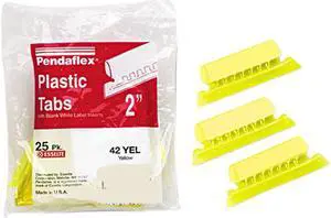 Pendaflex 42-YEL Hanging File Folder Tabs, 1/5 Tab, Two Inch, Yellow Tab/White Insert, 25/Pack