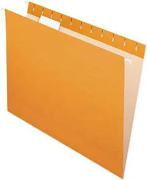 Pendaflex 81607 Hanging File Folders, 1/5 Tab, Letter, Orange, 25/Box
