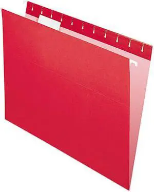 Pendaflex 81608 Hanging File Folders, 1/5 Tab, Letter, Red, 25/Box