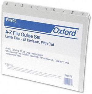 Pendaflex PN925 Recycled Top Tab File Guides, Alpha, 1/5 Tab, Pressboard, Letter, 25/Set