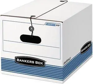 Bankers Box 00025 - STOR/FILE Exrta Strength Storage Box, Letter/Legal, White/Blue 12/Ctn