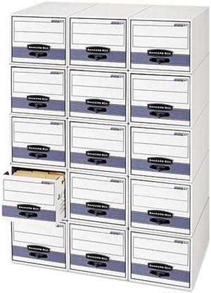 Bankers Box 00306 Stor/Drawer Steel Plus Storage Box, Wire, 5 x 8, White/Blue, 12/Ctn