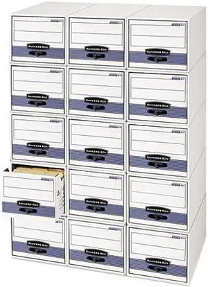 Bankers Box Stor/Drawer Steel Plus File, Legal, 15-1/2 x 23-1/2 x 10-3/8, White/Blue, 6/Carton