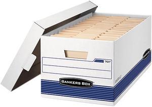 Bankers Box 00701 - Stor/File Storage Box, Letter, Lift Lid , 12" x 24" x 10", White/Blue 12/Carton