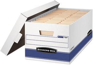 Bankers Box 00702 - Stor/File Storage Box, Legal, Locking Lid, White/Blue, 12/Carton