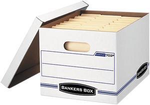 Bankers Box 0070308 Stor/File Storage Box, Letter/Legal, Lift-off Lid, White/Blue, 4/Carton