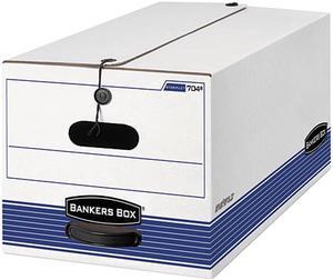 Bankers Box FEL00705 STOR/FILE Storage Box, Button Tie, Legal, White/Blue, 12/Carton