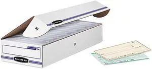 Bankers Box 00706 Stor/File Storage Box, Check, Flip-Top Lid, White/Blue, 12/Carton