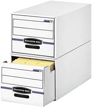 Bankers Box 00721 Stor/Drawer File Drawer Storage Box, Letter, White/Blue, 6/Carton
