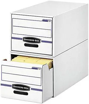 Bankers Box 00722 Stor/Drawer File Drawer Storage Box, Legal, White/Blue, 6/Carton