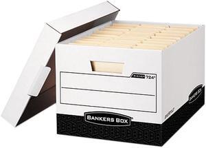 Bankers Box 00724 - R-Kive Max Storage Box, Legal/Letter, Locking Lid, White/Black, 12/Carton