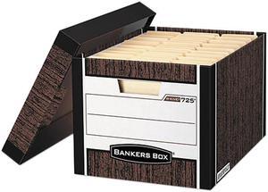 Bankers Box 00725 - R-Kive Max Storage Box, Letter/Legal, Locking Lid, Woodgrain, 12/Carton