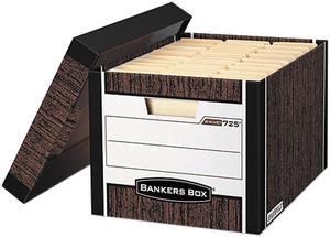 Bankers Box 0072506 R-Kive Max Storage Box, Letter/Legal, Locking Lid, Woodgrain, 4/Carton