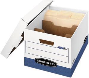 Bankers Box 0083601 R-Kive Maximum Strength Storage Box, Letter/Lgl, Locking Lid, White/Blue, 12/Ctn