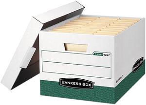 Bankers Box 07241 - R-Kive Max Storage Box, Letter/Legal, Locking Lid, White/Green, 12/Carton