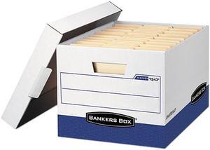 Bankers Box 07243 - R-Kive Max Storage Box, Letter/Legal, Locking Lid, White/Blue, 12/Carton