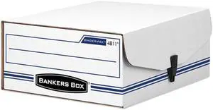 Bankers Box FEL48110 LIBERTY Binder-Pak Storage Box, Letter, Snap Fastener, White/Blue