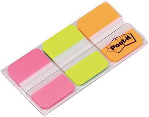Post-it 686-PGO Durable File Tabs, 1 x 1 1/2, Assorted Fluorescent Colors, 66/Pack