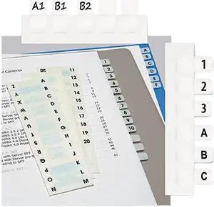 Redi-Tag 31005 Side-Mount Self-Stick Plastic A-Z Index Tabs, 1in, White, 104/Pack