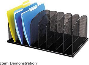 Safco 3253BL Mesh Desk Organizer, Eight Sections, Steel, 19 3/8 x 11 3/8 x 8, Black