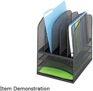 Safco 3266BL Onyx Mesh Desk Organizer, Eight Sections, 11 3/8 x 9 1/2 x 13, Black