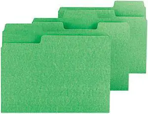 Smead 11985 SuperTab Colored File Folders, 1/3 Cut, Letter, Green, 100/Box