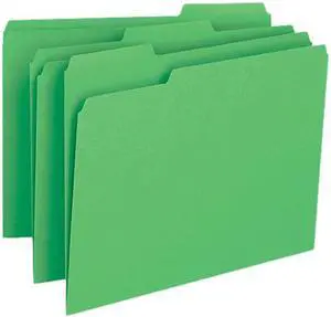 Smead 12143 File Folders, 1/3 Cut Top Tab, Letter, Green, 100/Box