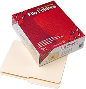 Smead 10326 Folders, 1/2 Cut Assorted, Reinforced Top Tab, Letter, Manila, 100/Box