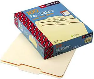 Smead 10332 File Folders, 1/3 Cut Second Position, One-Ply Top Tab, Letter, Manila, 100/Box