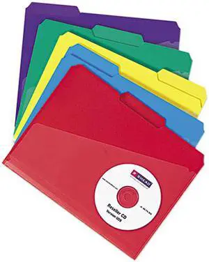Smead 10540 Slash Pocket Poly File Folders, 1/3 Cut Top Tab, Letter, Assorted, 30/Box