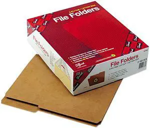 Smead 10786 Kraft File Folders, 2/5 Cut Right, Reinforced Top Tab, Letter, Brown, 100/Box