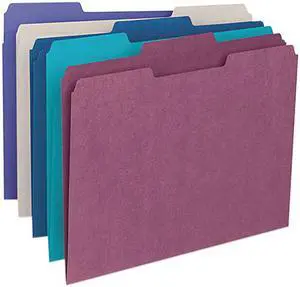 Smead 11948 File Folders, 1/3 Cut Top Tab, Letter, Deep Assorted Colors, 100/Box