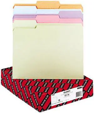 Smead 11953 File Folders, 1/3 Cut Top Tab, Letter, Assorted Colors, 100/Box