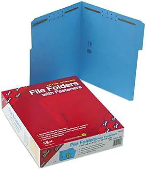 Smead 12040 Folders, Two Fasteners, 1/3 Cut Assorted Top Tab, Letter, Blue, 50/Box