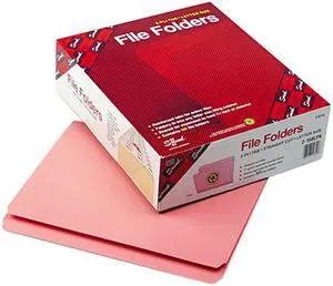 Smead 12610 File Folders, Straight Cut, Reinforced Top Tab, Letter, Pink, 100/Box