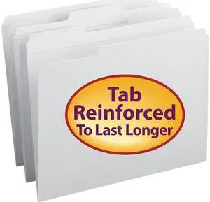 Smead 12834 File Folders, 1/3 Cut, Reinforced Top Tab, Letter, White, 100/Box