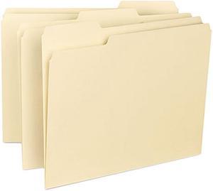 Smead 10334 File Folders, 1/3 Cut Assorted, Reinforced Top Tab, Letter, Manila, 100/Box
