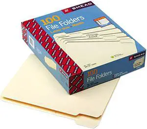 Smead 10350 File Folders, 1/5 Cut, One-Ply Top Tab, Letter, Manila, 100/Box