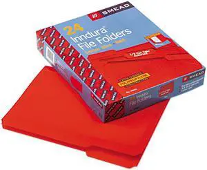 Smead 10501 Waterproof Poly File Folders, 1/3 Cut Top Tab, Letter, Red, 24/Box