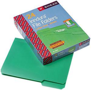 Smead 10502 Waterproof Poly File Folders, 1/3 Cut Top Tab, Letter, Green, 24/Box