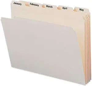 Smead 11765 Indexed File Folders, 1/5 Cut, Indexed Jan-Dec, Top Tab, Letter, Manila, 12/Set
