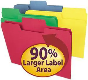Smead 11987 SuperTab Colored File Folders, 1/3 Cut, Letter, Assorted, 100/Box