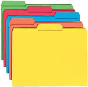 Smead 11993 File Folders, 1/3 Cut, Reinforced Top Tab, Letter, Assorted, 100/Box