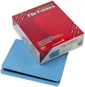 Smead 12010 File Folders, Straight Cut, Reinforced Top Tab, Letter, Blue, 100/Box