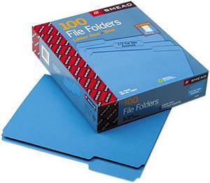 Smead 12043 File Folders, 1/3 Cut Top Tab, Letter, Blue, 100/Box