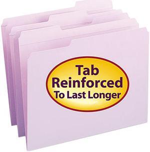 Smead 12434 File Folders, 1/3 Cut, Reinforced Top Tab, Letter, Lavender, 100/Box