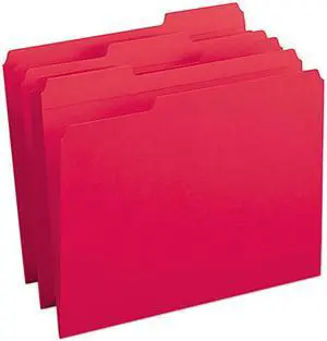 Smead 12734 File Folders, 1/3 Cut, Reinforced Top Tab, Letter, Red, 100/Box