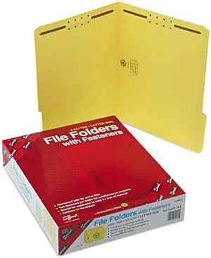 Smead 12940 Folders, Two Fasteners, 1/3 Cut Assorted Top Tab, Letter, Yellow, 50/Box