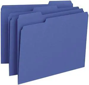 Smead 13193 File Folders, 1/3 Cut Top Tab, Letter, Navy, 100/Box